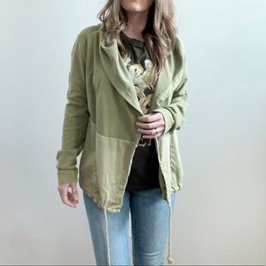 ANTHROPOLOGIE Postmark Open Front Lightweight two tone green jacket size Small